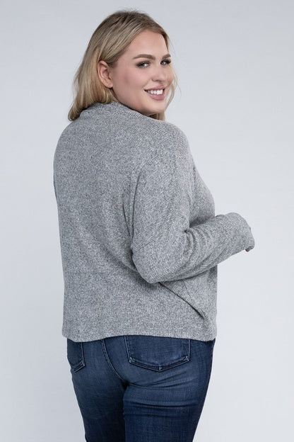 Drop Shoulder Long Sleeve Top -Plus Sized - Pikemla