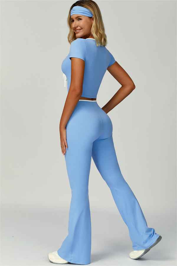 The Skyline Tie Top Flared Leggings 2-Piece Set