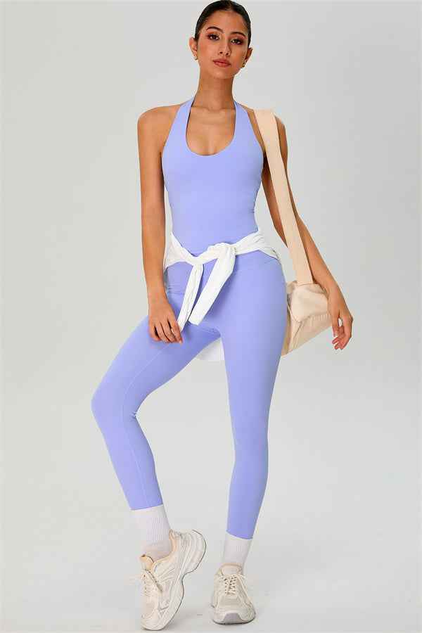 The Solid Halter Tank Top Leggings 2-Piece Set