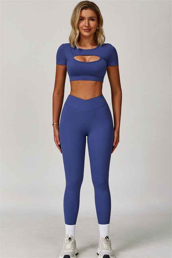 The Lavish Cut-out Crop Top Leggings 2-Piece Set