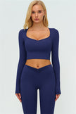 The Lushness Long Sleeve Crop Top Flared Leggings 2-Piece Set