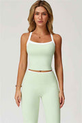 The Quest Cross Back Crop Top Flared Leggings 2-Piece Set