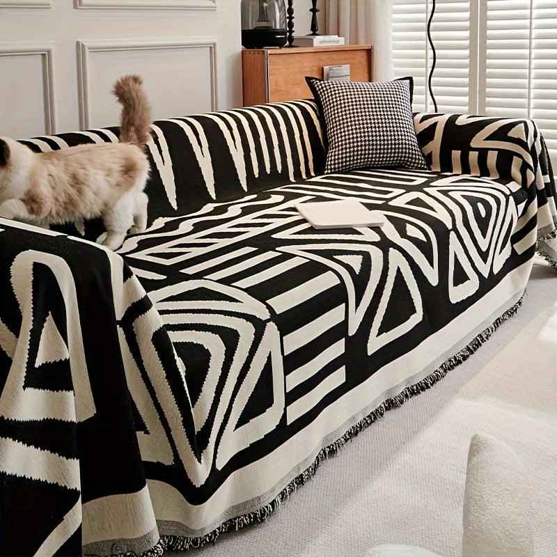 Bohemian-Style Chenille Fabric Extra Long Couch Cover Anti dog scratch