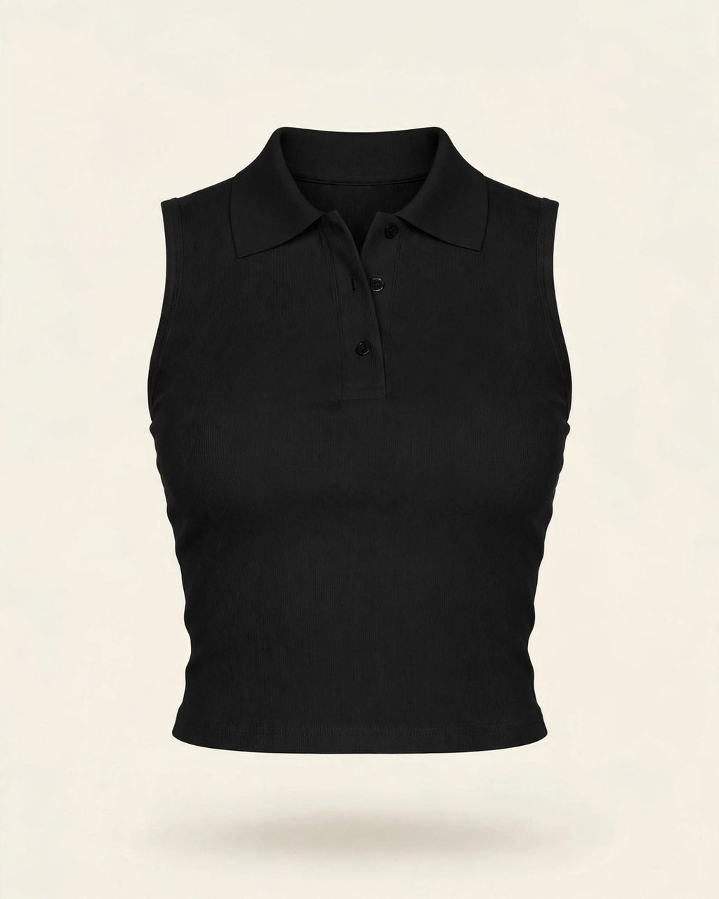 Slim-fit Sleeveless Polo Collar Crop Top