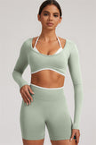 The Elevate Long Sleeve Crop top Shorts 2-Piece Set