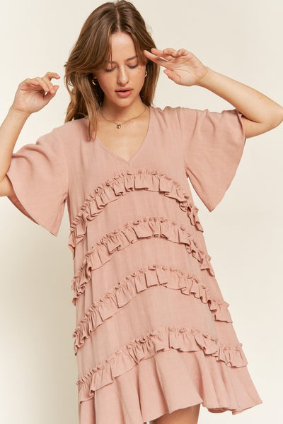 TIERED RUFFLE MINI DRESS - Pikemla