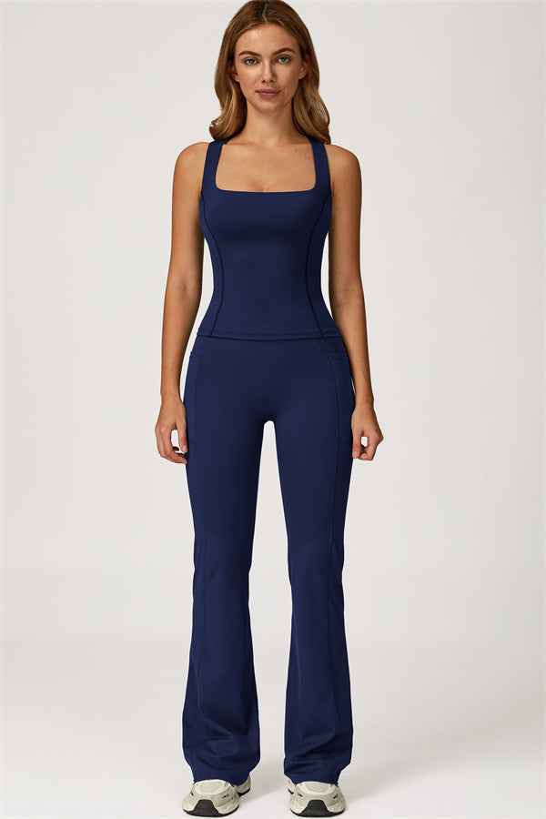 The Glacier Crop Tank Flared Leggings 2-Piece Set