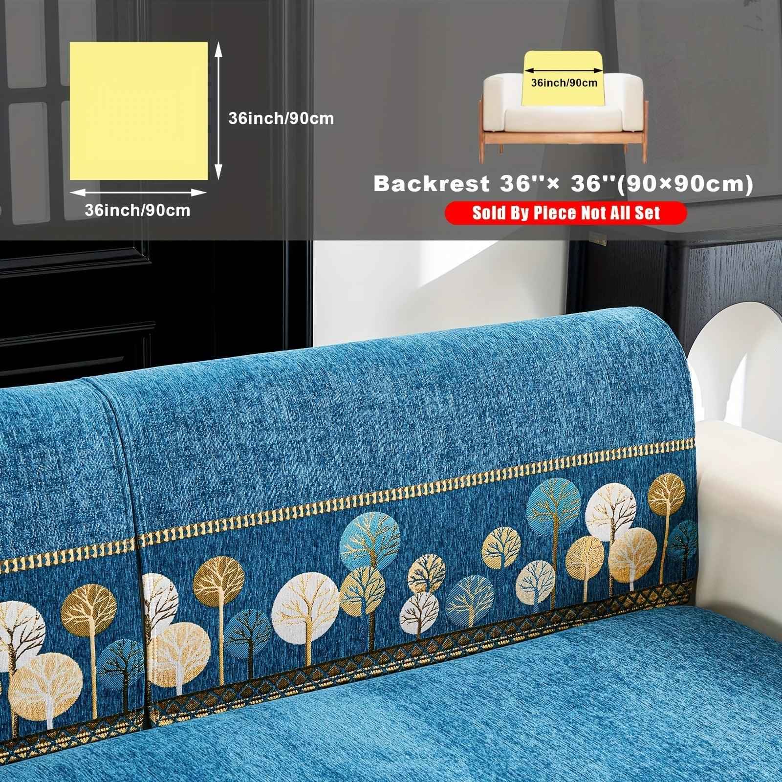 Pet Proof Couch Cover - Boho Chenille Sofa Cover with Tree Embroidery