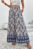 Blue Boho Pattern Print High Waist Wide Leg Loose Pants - Pikemla