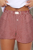 Black Gingham Printed High Waist Shorts - Pikemla