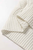 Hollow-Out Knit V-Neck Drop Shoulder Sweater