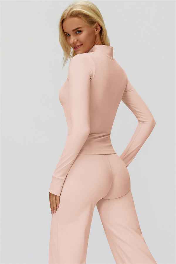 The FemmeFit Zip Jacket Straight Leg Pants 2-Piece Set