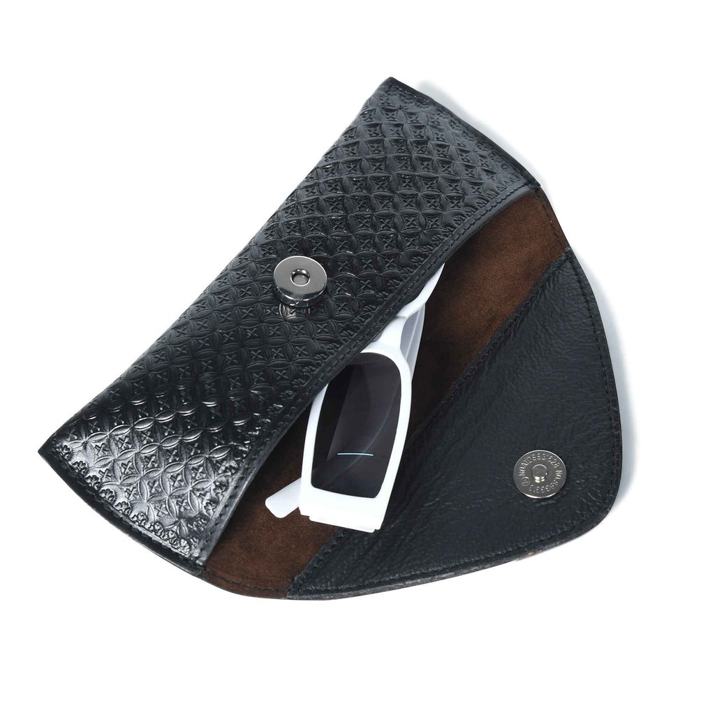 Black Textured Leather Sunglasses Cover