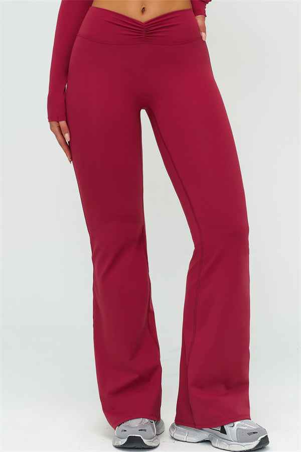 The Lushness Long Sleeve Crop Top Flared Leggings 2-Piece Set