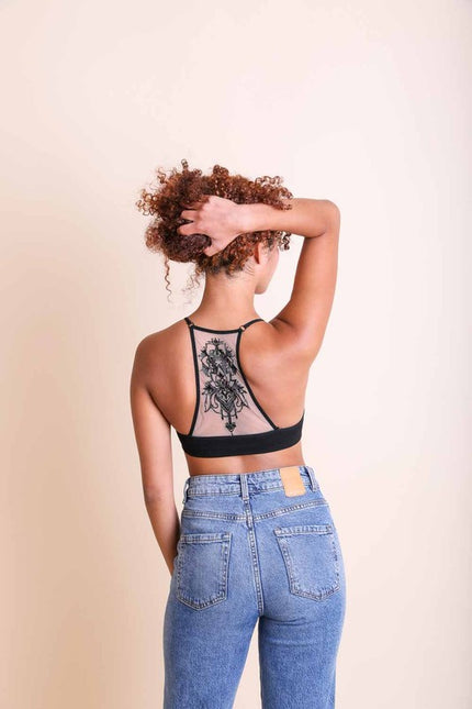 Tattoo Mesh Racerback Bralette - Pikemla