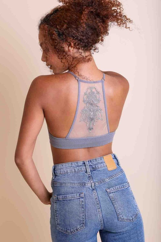 Tattoo Mesh Racerback Bralette - Pikemla