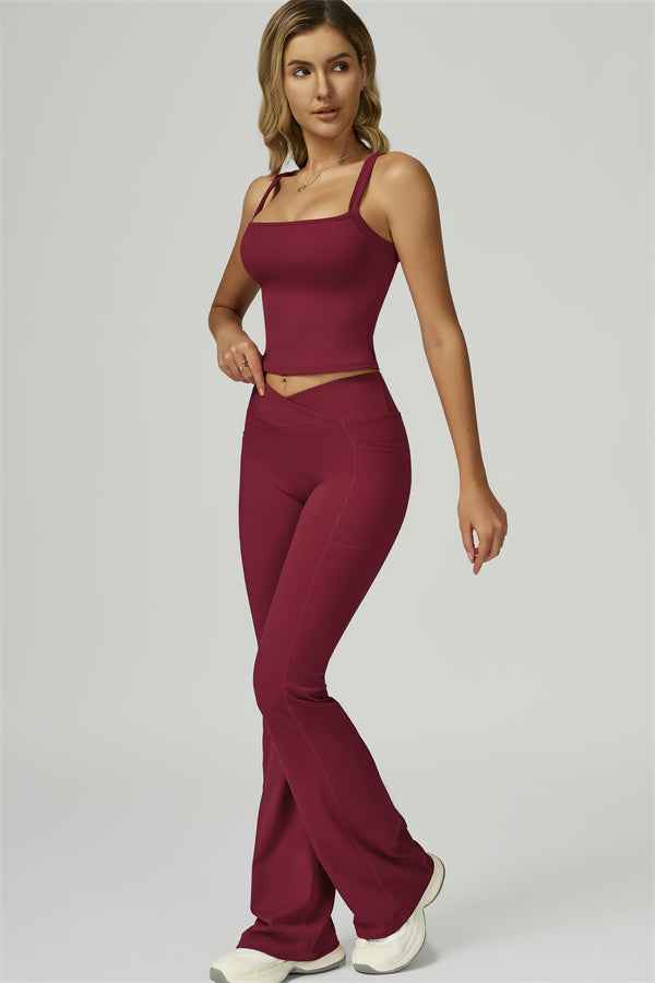 The Flourish Crop Tank Flared Leggings 2-Piece Set