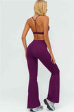 The Lushness Y-Back Sports Bra Flared Leggings 2-Piece Set