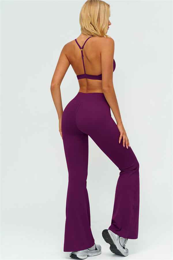 The Lushness Y-Back Sports Bra Flared Leggings 2-Piece Set