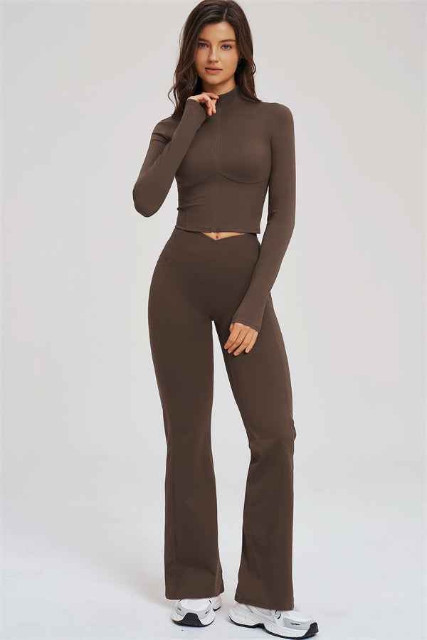 The Sizzle Zip Jacket Flared Leggings 2-Piece Set
