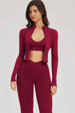 The Sizzle Zip Jacket Sports Bra Flared Leggings 3-Piece Set