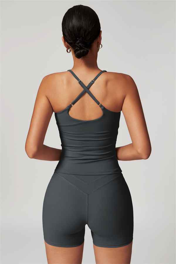 The Enigma Cross Back Vest Shorts 2-Piece Set