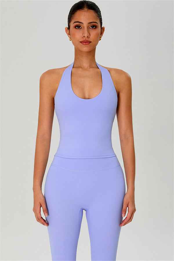 The Solid Halter Tank Top Leggings 2-Piece Set