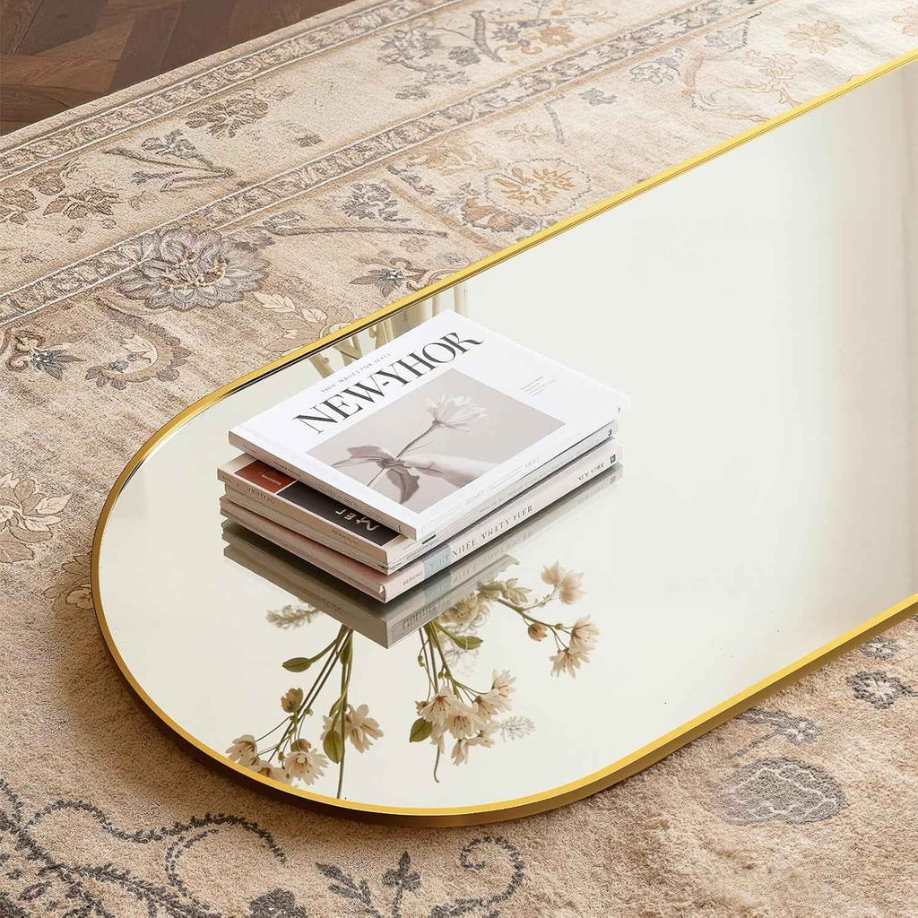 Architectural Full Length Floor Mirror 71x26 Goldtone