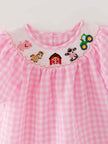 Farm Pink Smocking Embroidered Girls Dress
