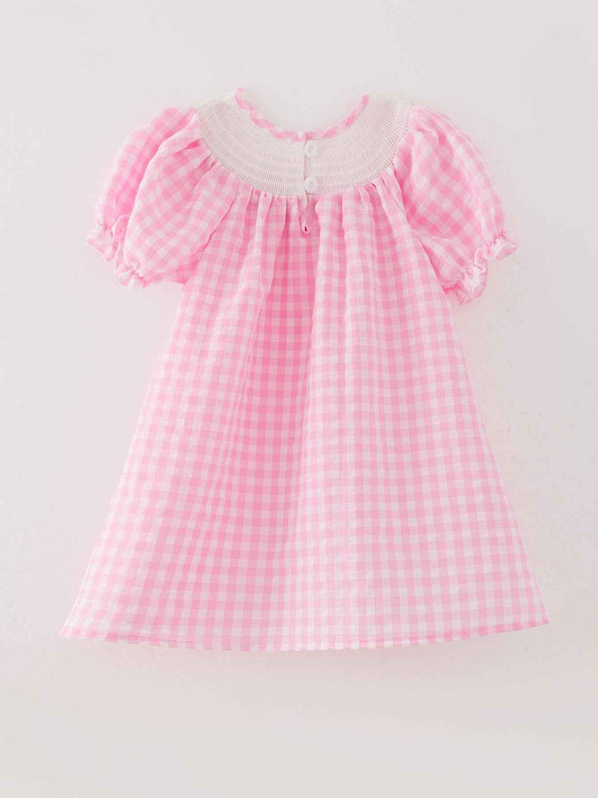 Farm Pink Smocking Embroidered Girls Dress