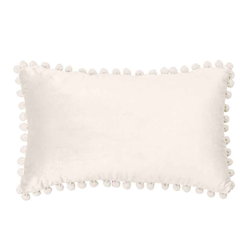 [IN-1X169-3 D-Green] Rectangular Pompoms Throw Pillow cover and insert size 12