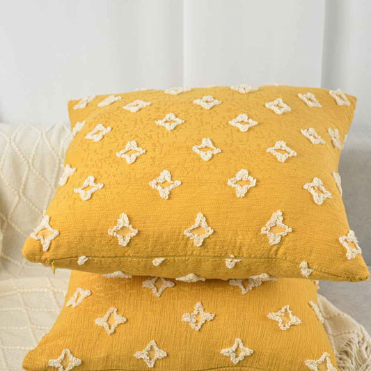 20''x20'' tufted floral 100% cotton throw pillow | 7 colors textured daisy stitch design | boho chic couch & bedroom accent | insert included