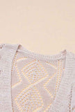 Solid Openwork Knit Button-Up Cardigan