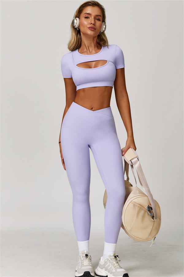 The Lavish Cut-out Crop Top Leggings 2-Piece Set