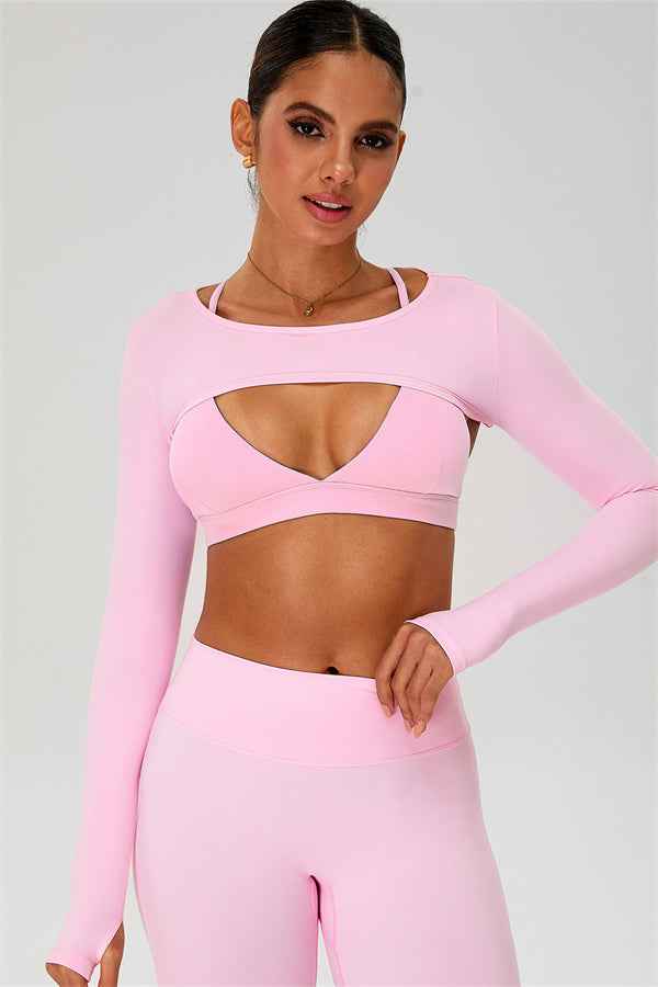 The Ember Sports Bra Crop Top Flared Leggings 3-Piece Set