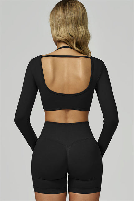 The Prime Long Sleeve Crop Top Shorts 2-Piece Set