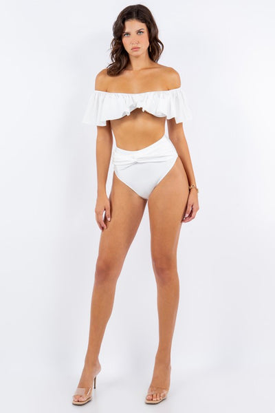 TWO PIECE TOP RUFFLE SHOULDER WITH TWISTED DESIGN - Pikemla