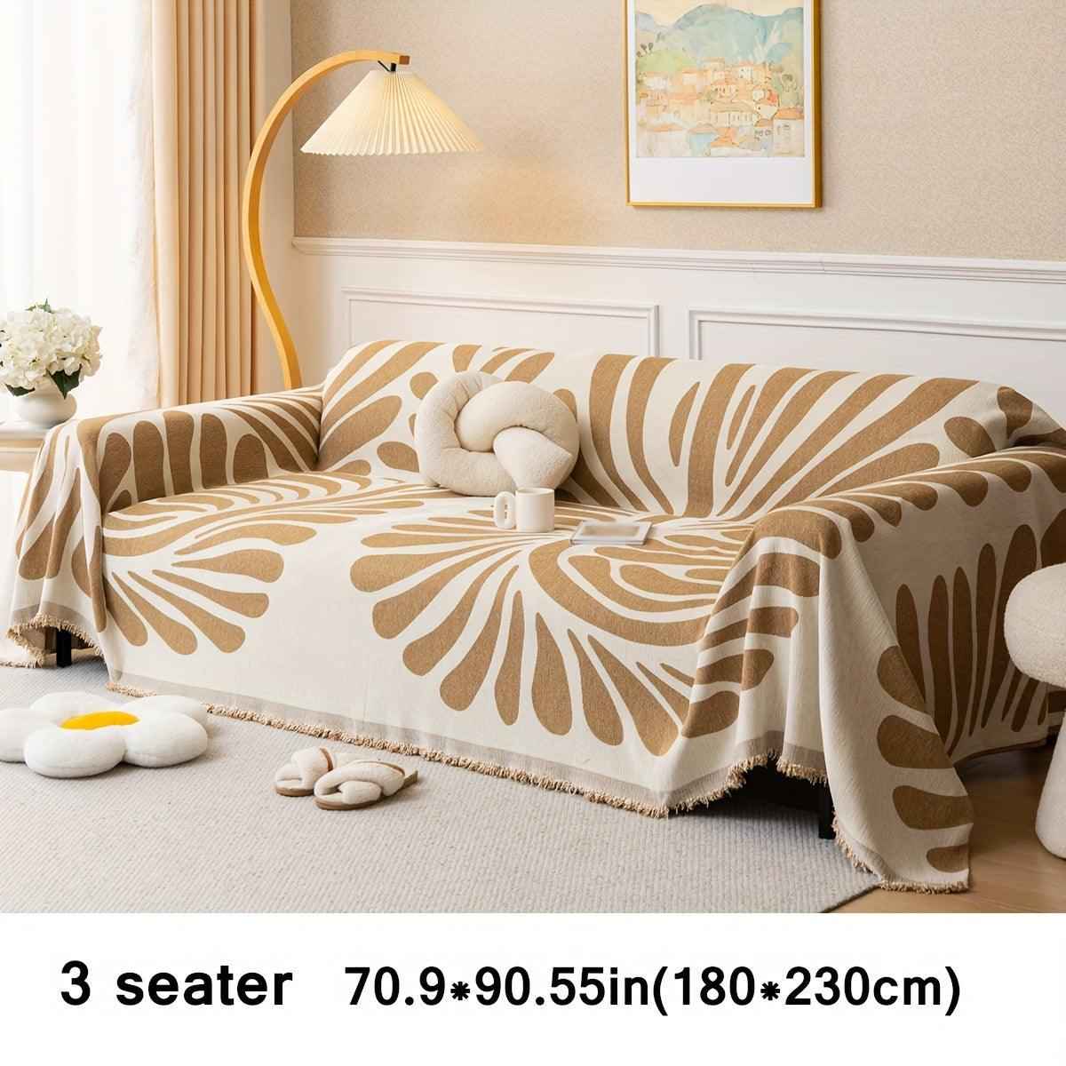 Versatile Chenille Sofa Cover - Pet-Friendly, Orange Dog Couch Cover