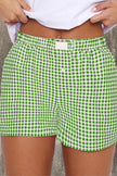 Black Gingham Printed High Waist Shorts - Pikemla