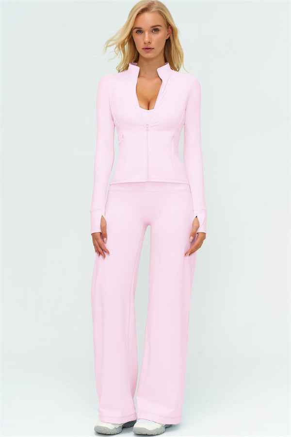 The Twirl Zip Jacket Sports Bra New Straight Leg Pants 3-Piece Set