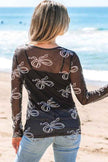 Bow Long Sleeve Mesh Top