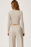 The Sprint Long Sleeve Crop Top Halter Tank Top Sweatpants 3-Piece Set