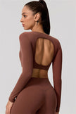 The Nestle Long Sleeve Crop Top Straight Leg Pants 2-Piece Set
