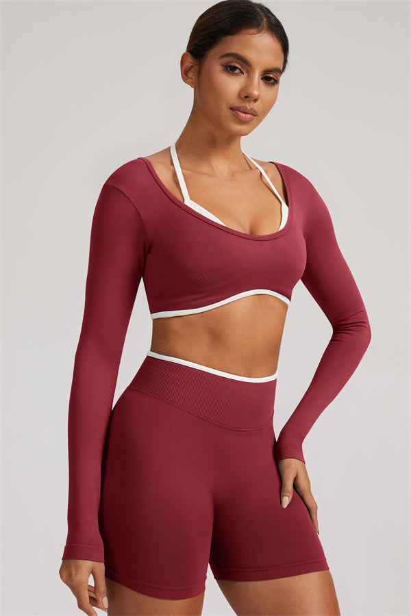 The Elevate Long Sleeve Crop top Shorts 2-Piece Set