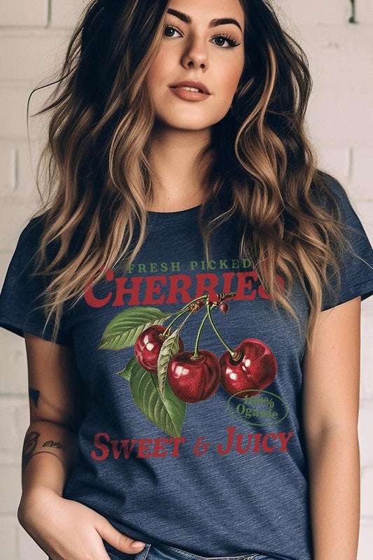 Fresh Picked Cherries Graphic Plus Tee - Pikemla
