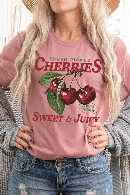 Fresh Picked Cherries Graphic Plus Tee - Pikemla