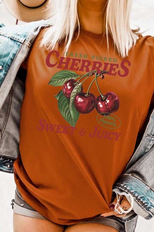 Fresh Picked Cherries Graphic Plus Tee - Pikemla