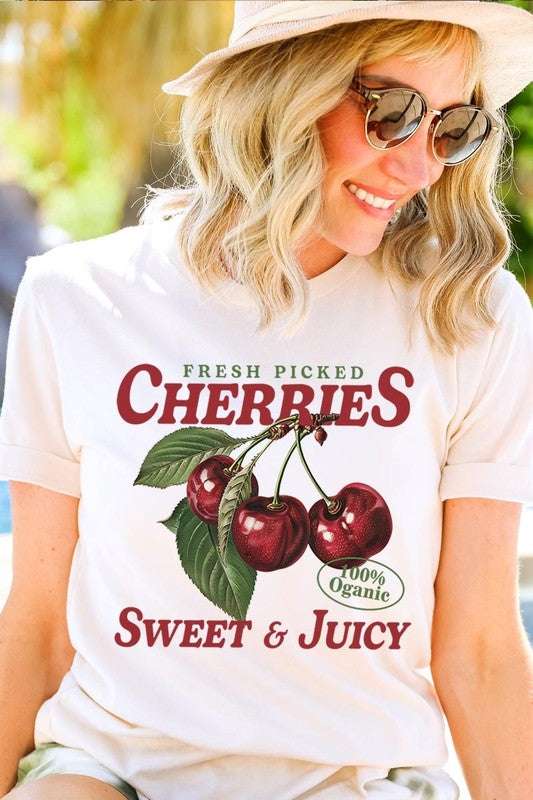 Fresh Picked Cherries Graphic Plus Tee - Pikemla