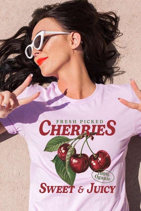 Fresh Picked Cherries Graphic Plus Tee - Pikemla