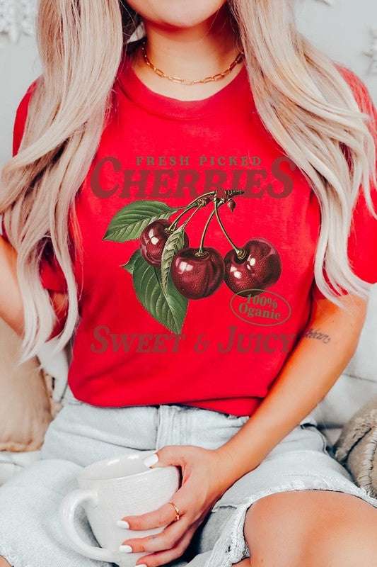 Fresh Picked Cherries Graphic Plus Tee - Pikemla